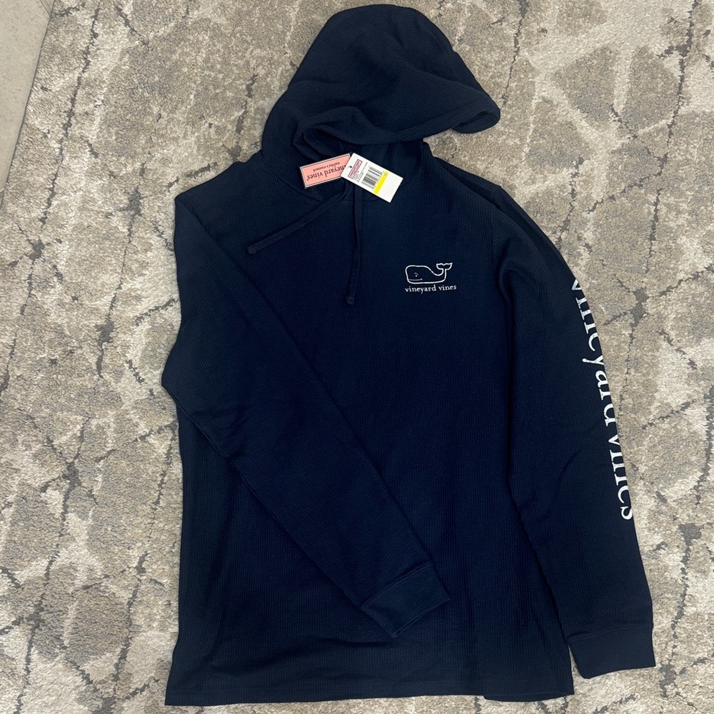 Vineyard Vines Men's Blue Waffle Hoodie Long Sleeve